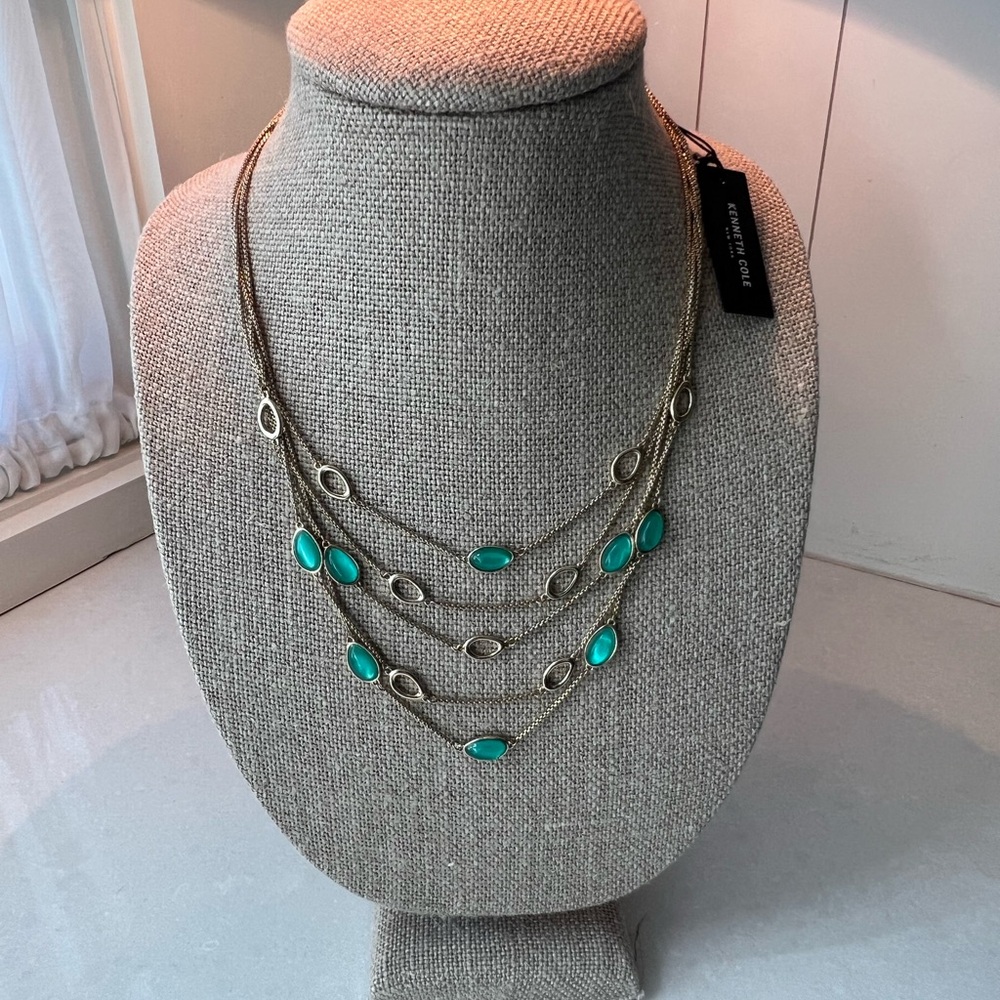 Kenneth Cole Gold-Tone Multi-Strand Necklace with Turquoise Accents